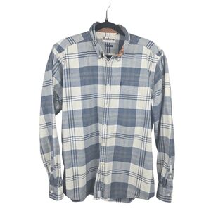 Barbour Men's Plaid Flannel Shirt Blue White Size Large